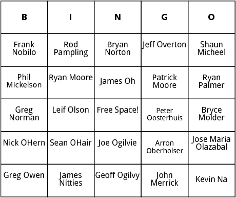 pga tour 8 bingo