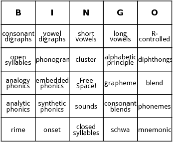 phonics bingo