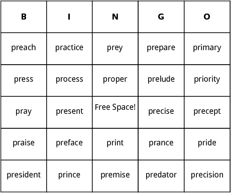 pr blends bingo