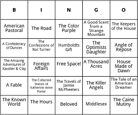 pulitzer awards bingo 