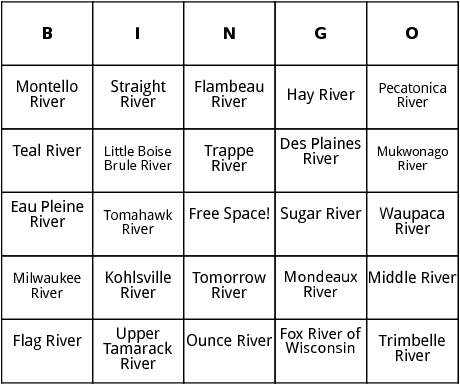 rivers of wisconsin bingo