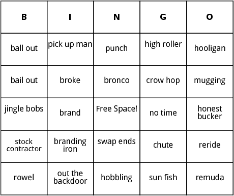 rodeo bingo