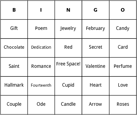 saint valentines day bingo 