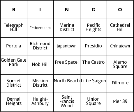 san francisco bingo