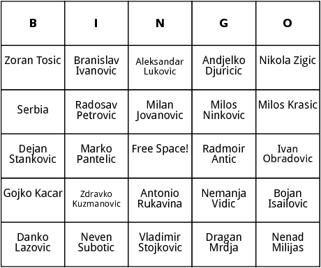 serbian world cup players bingo