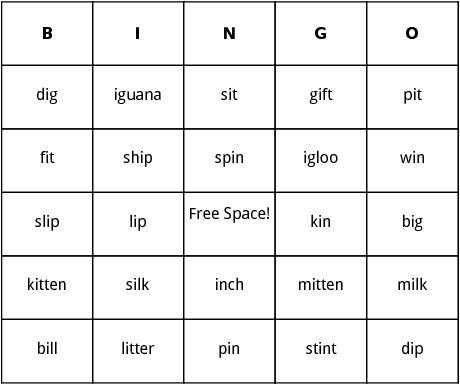 short i bingo 