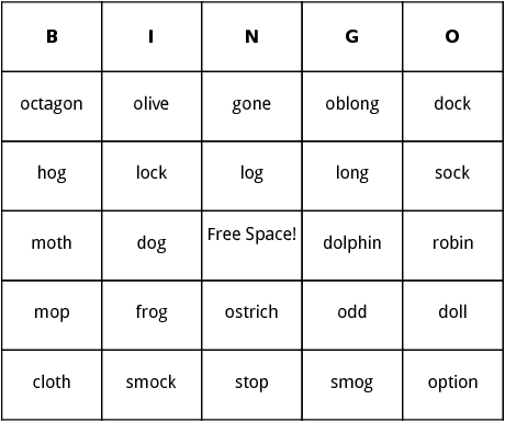 short o bingo