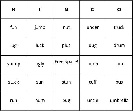 short u bingo