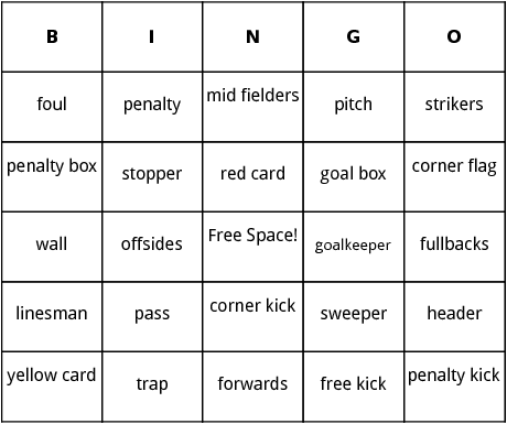 soccer bingo