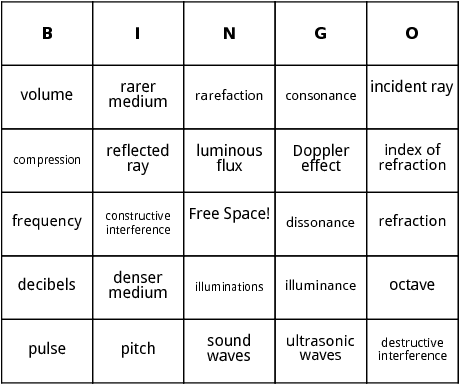 sound and light bingo