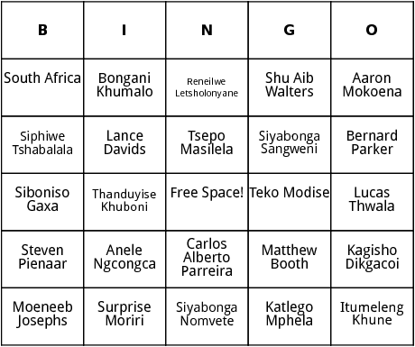 south african world cup players bingo