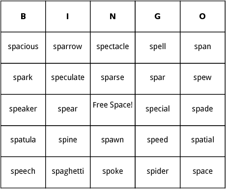 sp blends bingo