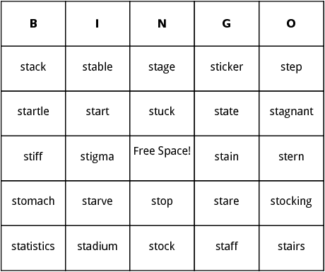 st blends bingo