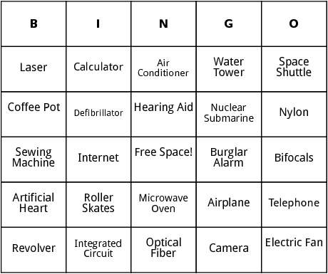 u.s. inventions bingo