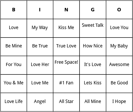 valentine sweethearts bingo