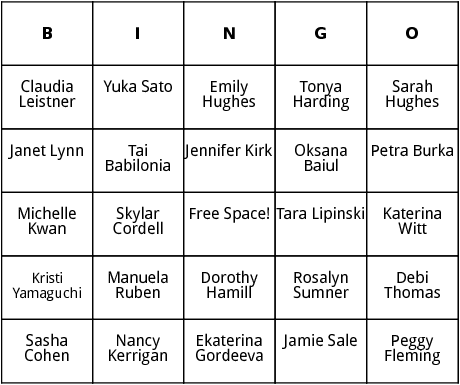 womens figure skating bingo