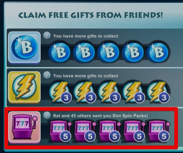 slot pin pack gift in Bingo Blitz