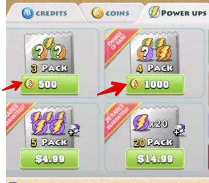Bingo Blitz coins for purchase of power ups