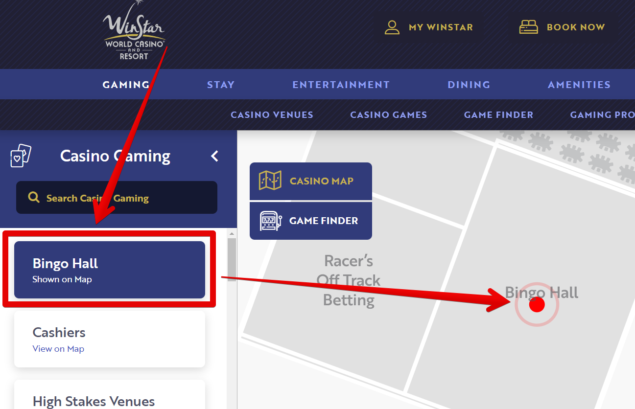 Winter Casino map finder - bingo game hall